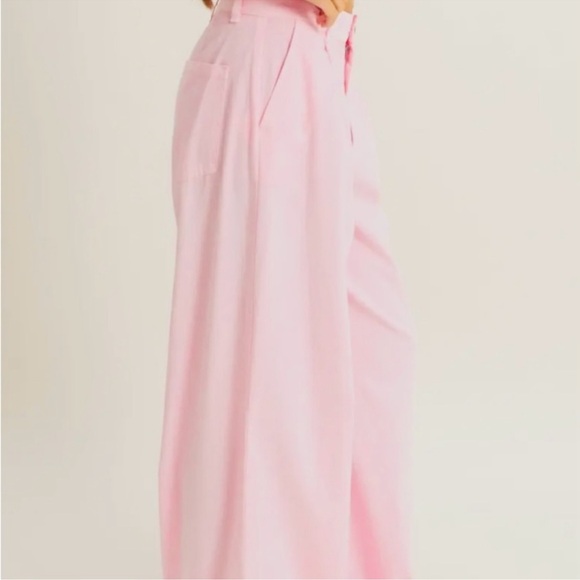 Double Zero Pants - Double Zero Light Pink Wide-Leg Pants